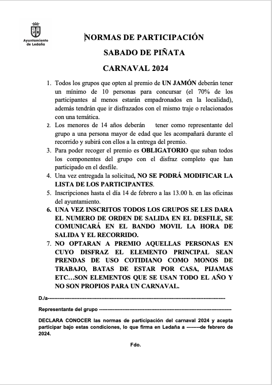 Lee más sobre el artículo Normas de participación Carnaval 2024